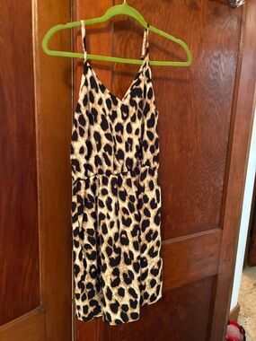 SHEIN Leopard-Print Spaghetti Strap Midi Dress in Tan and Black